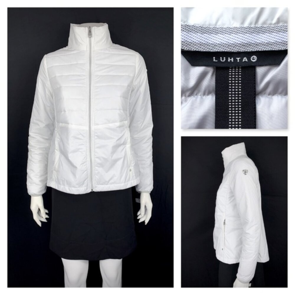 LUHTA Full Zip Nylon Windbreaker Lightweight Puffer Jacket White Sz 6 NWT